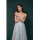 Light blue See-through Sparkle Appliques Prom Dress