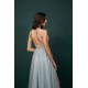 Light blue See-through Sparkle Appliques Prom Dress