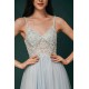 Light blue See-through Sparkle Appliques Prom Dress