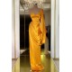 Designer Yellow Gold One Shoulder Long Evening Prom Dress With  Ruffles