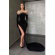 Black High-split Velvet Off-the-shoulder Mermaid Prom Dress