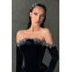 Black High-split Velvet Off-the-shoulder Mermaid Prom Dress