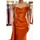 Burnt Orange Off-the-Shoulder Mermaid Prom Dress Long With Split