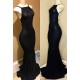 Backless black prom dress, sequins evening gowns