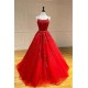Spaghetti Straps Floral Lace Aline Evening Gown Sleeveless Prom Party Gowns