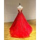 Spaghetti Straps Floral Lace Aline Evening Gown Sleeveless Prom Party Gowns