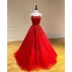 Spaghetti Straps Floral Lace Aline Evening Gown Sleeveless Prom Party Gowns