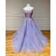 Spaghetti Straps Floral Lace Aline Evening Gown Sleeveless Prom Party Gowns