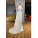 Ivory Halter Long Evening Prom Dress With Split Detachable Train