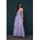 Lavender Spaghetti Strap Lace Appliques High split Prom Dress