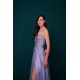 Lavender Spaghetti Strap Lace Appliques High split Prom Dress
