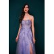 Lavender Spaghetti Strap Lace Appliques High split Prom Dress