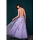 Lavender Spaghetti Strap Lace Appliques High split Prom Dress