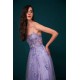 Lavender Spaghetti Strap Lace Appliques High split Prom Dress