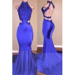Lace Appliques Mermaid Evening Gowns Prom Party Gowns