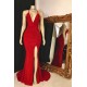 V-neck Cross Back Sleeveless Long Mermaid Prom Dresses