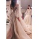 Off the shoulder Beads puff sleeve Tulle Ball Gown Evening Dress