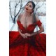 Off-the-Shoulder 3D Floral Printed Ball Gown for Girl Evening Party Dresses
