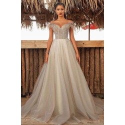 Charming Off the Shoulder A-line Evening Gown Floor Length Formal Wear