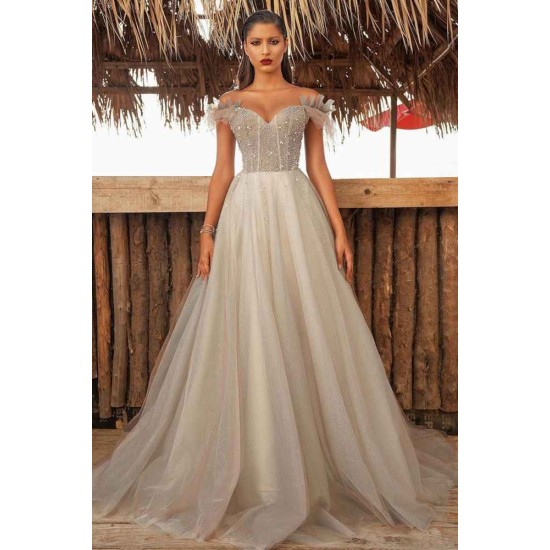 Charming Off the Shoulder A-line Evening Gown Floor Length Formal Wear