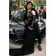 Wholesale Black Fit and Flare Prom Dresses On Sale Appliques Beading Evening Dress with Sleeves