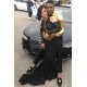 Wholesale Black Fit and Flare Prom Dresses On Sale Appliques Beading Evening Dress with Sleeves