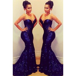 Charming Sequined Sweetheart Sequined Mermaid Chic Evening Gowns with Train