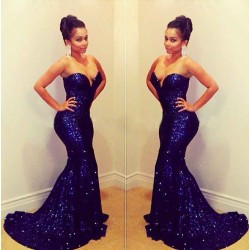 Charming Sequined Sweetheart Sequined Mermaid Chic Evening Gowns with Train