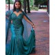 Gorgeous Mermaid Evening Gowns Long Sleeves Appliques Floor Length Cape