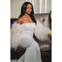 Charming Strapless Slim Evening Gowns Trumpt Train