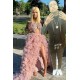 Sleeveless Feather Front Split Long Evening Gowns