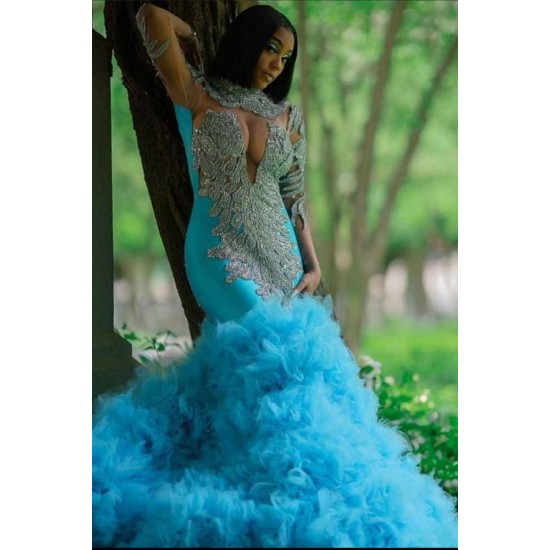 Gorgeous Slim Mermaid Evening Gowns with sleeves bridal and evening wear
