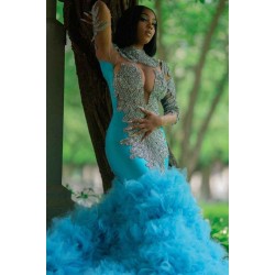 Gorgeous Slim Mermaid Evening Gowns with sleeves bridal and evening wear