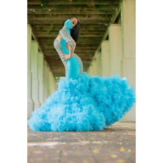 Gorgeous Slim Mermaid Evening Gowns with sleeves bridal and evening wear