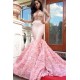 Sheer Tulle Beads Sequins Long Sleeves Prom Dresses Mermaid Flowers Luxurious Evening Gowns New Arrival