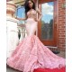 Sheer Tulle Beads Sequins Long Sleeves Prom Dresses Mermaid Flowers Luxurious Evening Gowns New Arrival