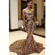 Luxurious Strapless Mermaid Golden Appliques Evening Dresses