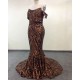 Luxurious Strapless Mermaid Golden Appliques Evening Dresses