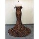 Luxurious Strapless Mermaid Golden Appliques Evening Dresses
