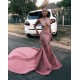 New Jewel Sheer Appliques Prom Dresses With Court Train Elegant Crew Sleeveless Long Evening Dresses