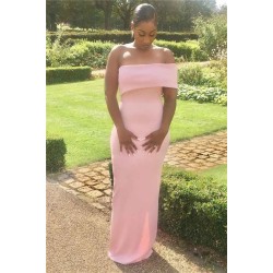 Off-the-shoulder Pink Floor Length Mermaid Bridesmaid Dresses