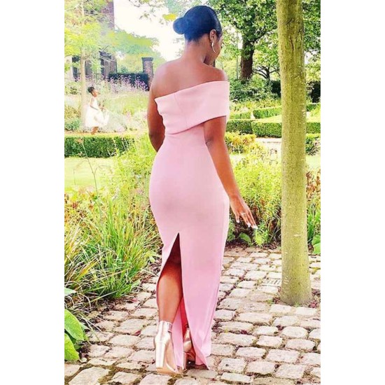 Off-the-shoulder Pink Floor Length Mermaid Bridesmaid Dresses