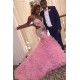 Gorgeous Spaghetti Straps Crystal Beads Prom Dresses Alluring Fit and Flare Pink Evening Gowns