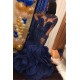 Beads Appliques Ruffles Prom Dresses Fit and Flare Sheer Tulle Evening Gowns