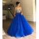 Gorgeous A-Line Spaghetti Straps Sleeveless Tulle Beaded Evening Dresses
