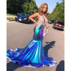 Asymmetric Beads Appliques Prom Dresses Alluring Open Back Fit and Flare Evening Gowns