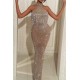 Halter Sleeveless Wholesale Prom Dresses with Tassels Fit and Flare Sparkle Sequins Discount Evening Gowns