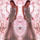 Beautiful Sleeveless Silver Beading Crystals Evening Dresses Wholesale Tulle Fit and Flare Prom Dresses
