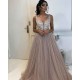 Elegant A-line Sleeveless Applique Tulle Evening Dresses
