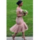 On Sale Off-the-Shoulder Pink Bridesmaid Dress Appliques Mermaid Chic Short Bridesmaid Dress
